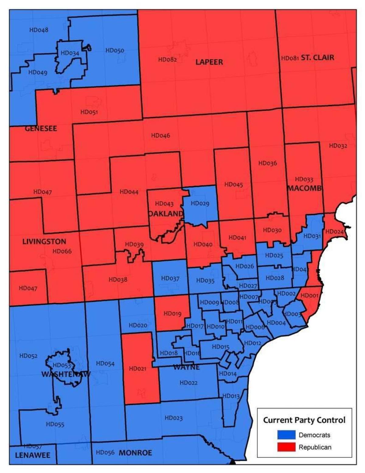 carte de la région de Detroit