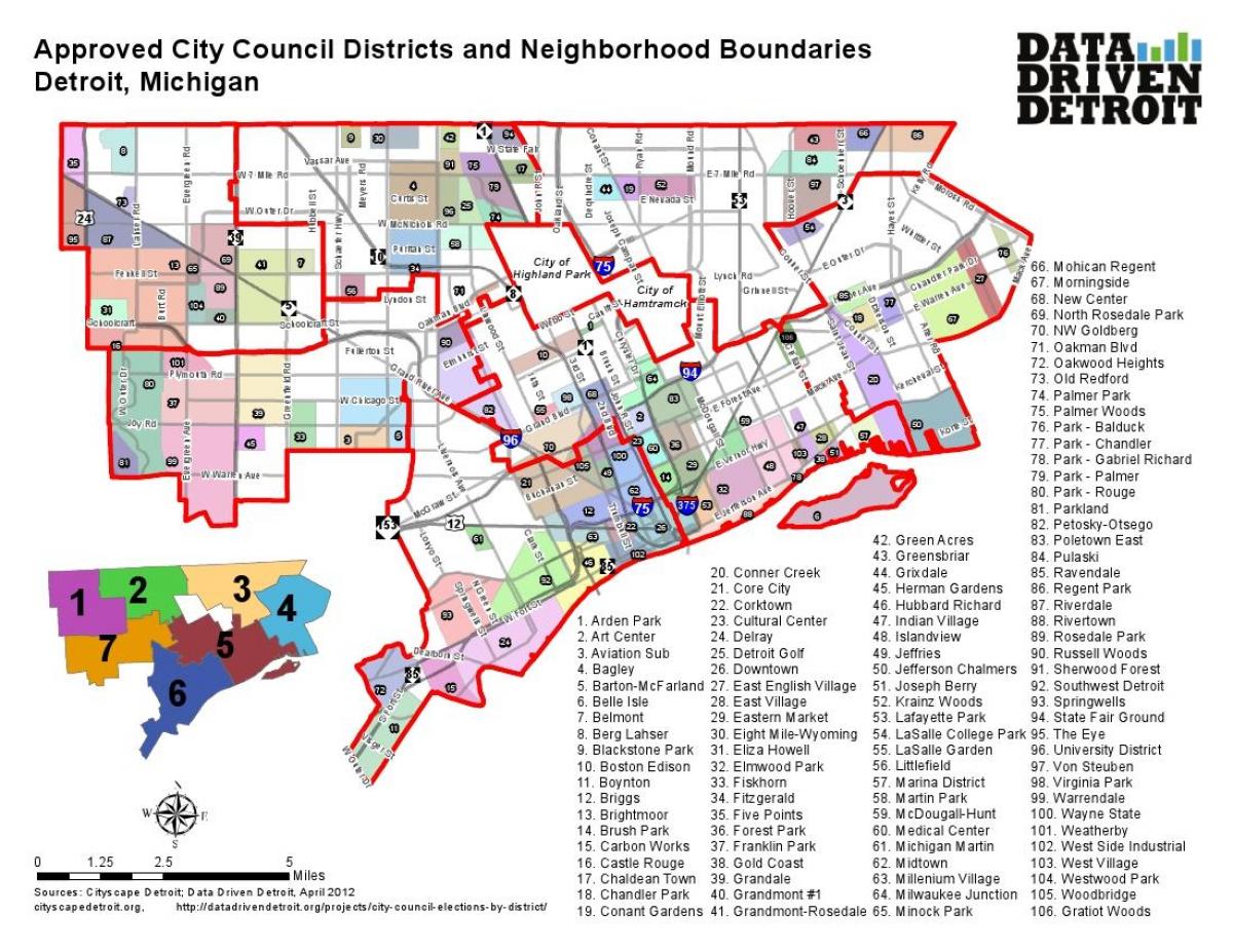 district de Detroit carte