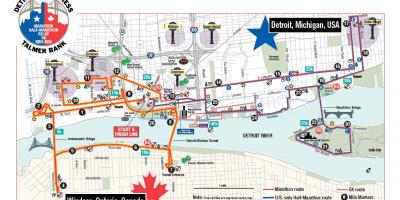 La carte de Detroit marathon