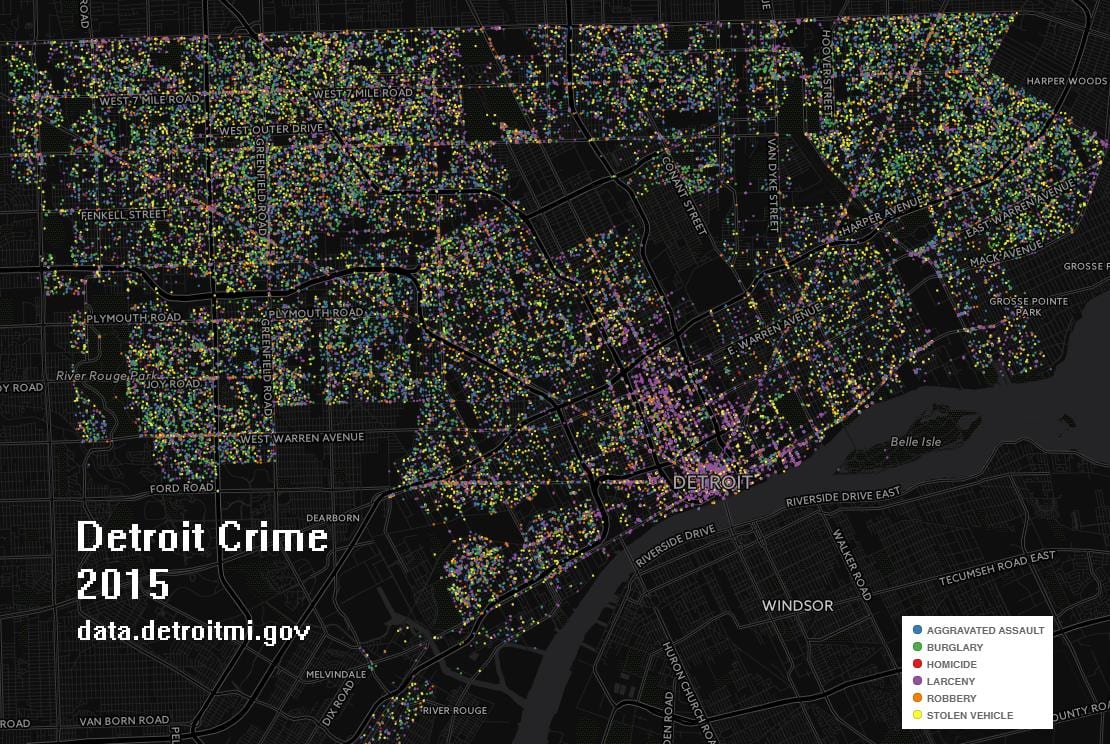 Detroit carte de la criminalité