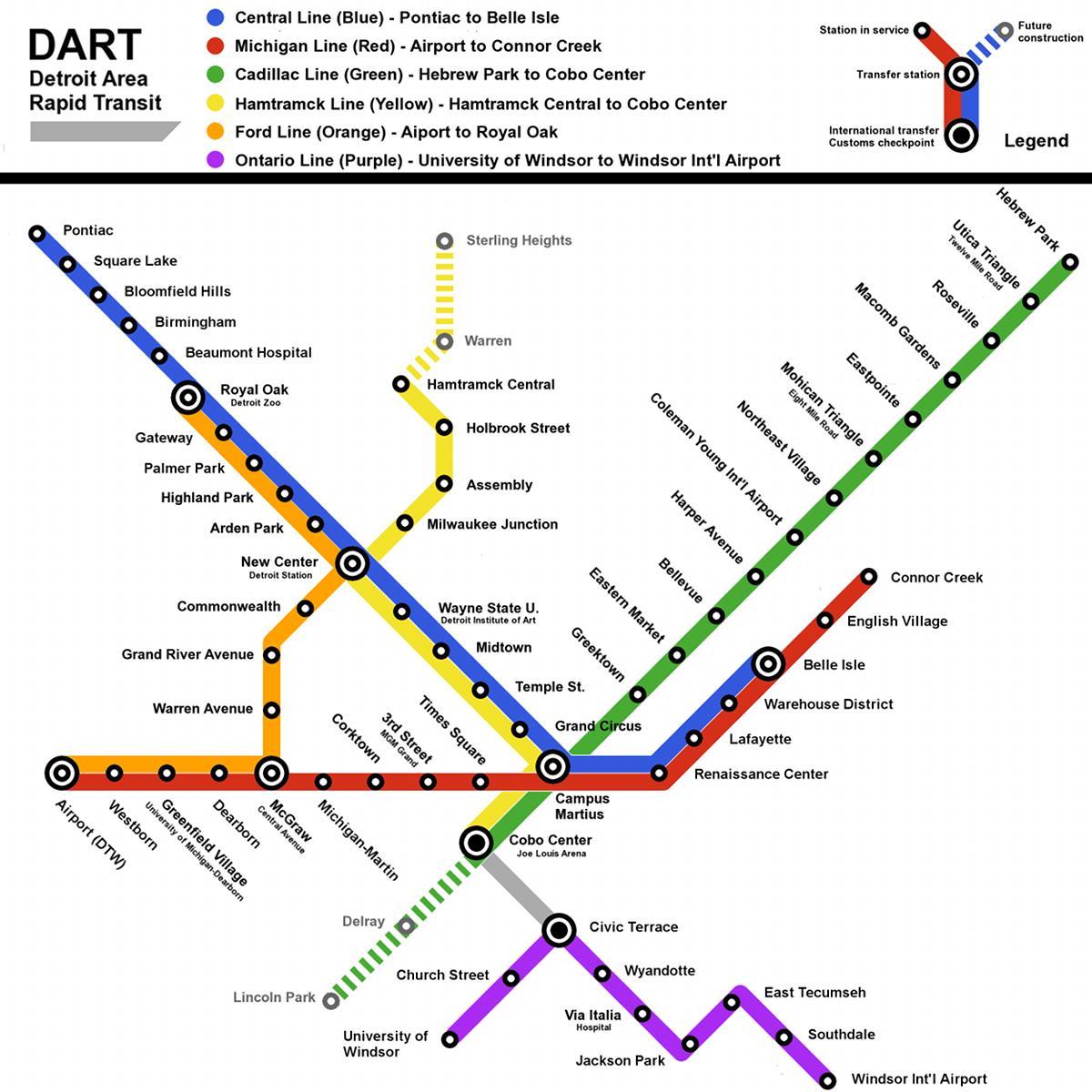 la carte de Detroit Metro