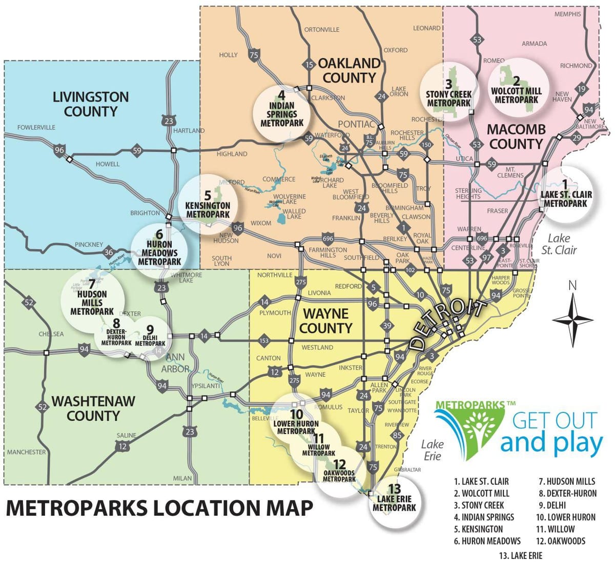 carte du comté de Detroit