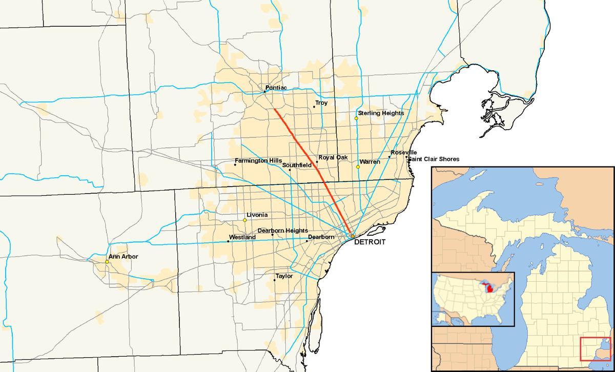 Detroit municipalités de la carte
