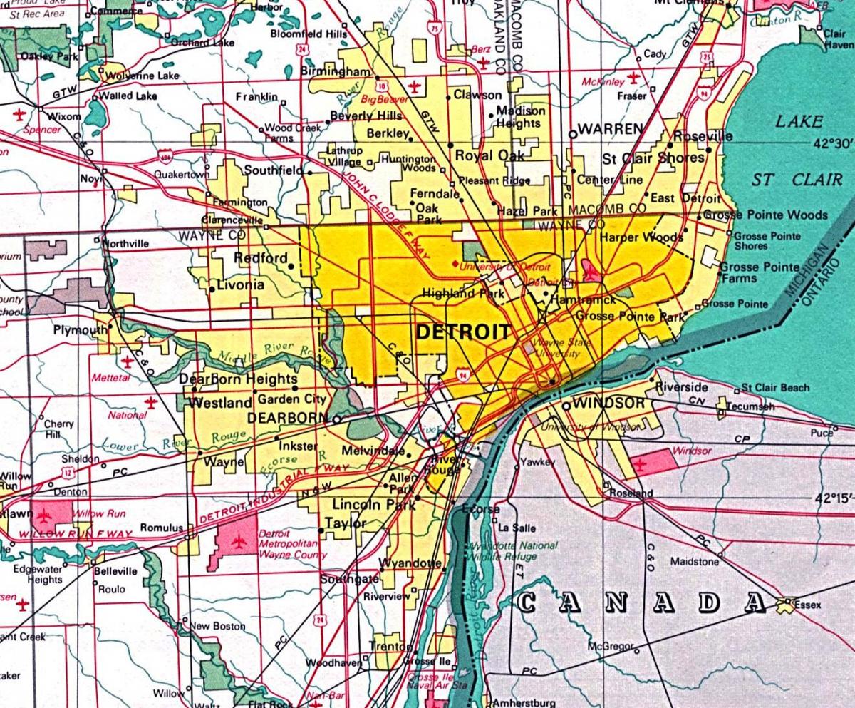 la carte de Detroit
