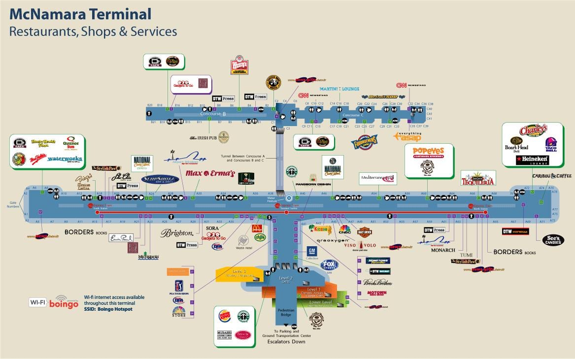 Detroit restaurant de l'Aéroport de la carte