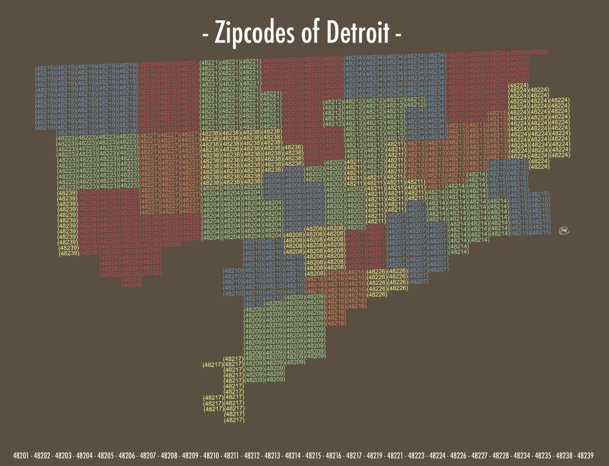 le code postal de la carte de Detroit