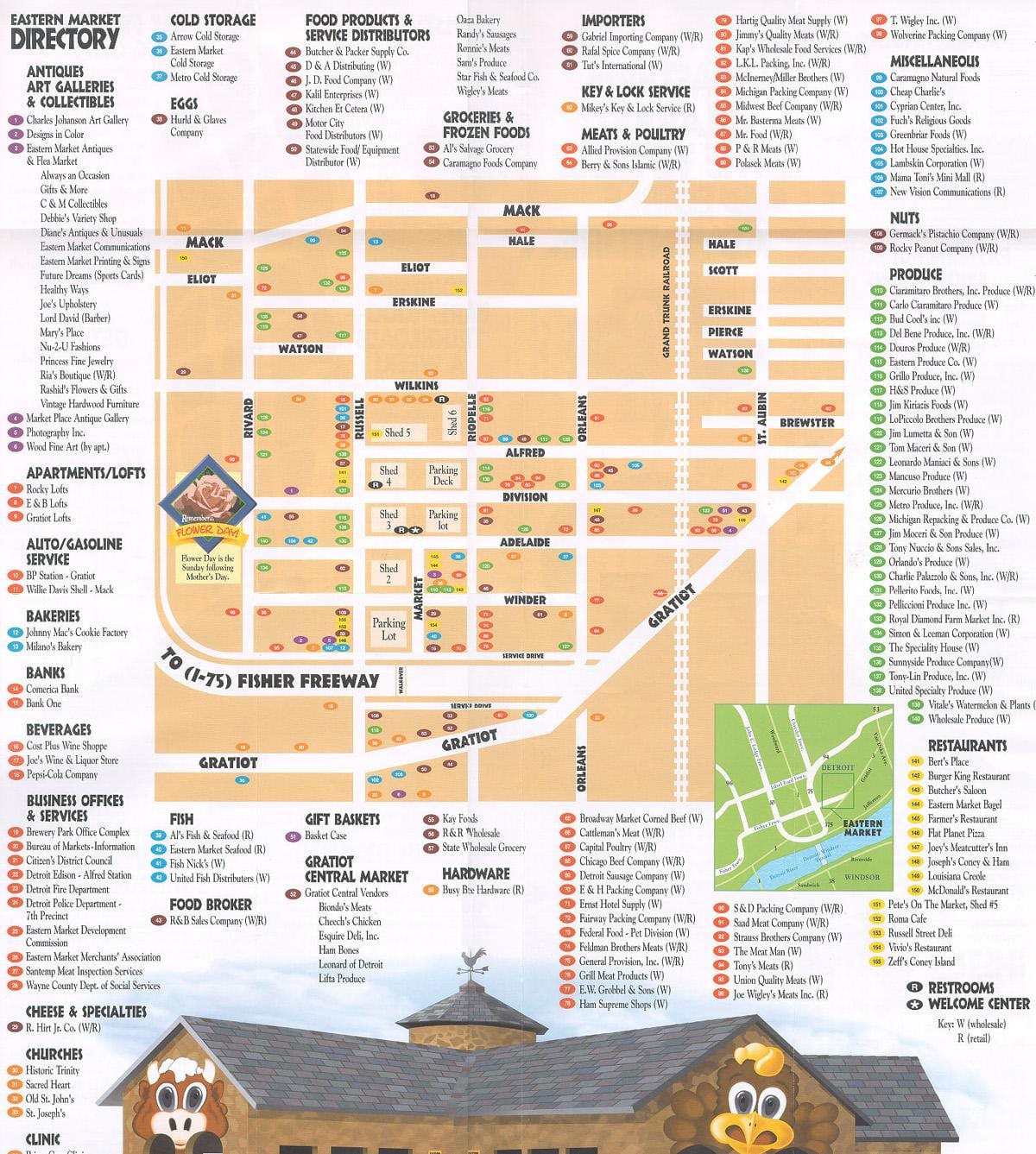 carte de l'est du marché de Detroit