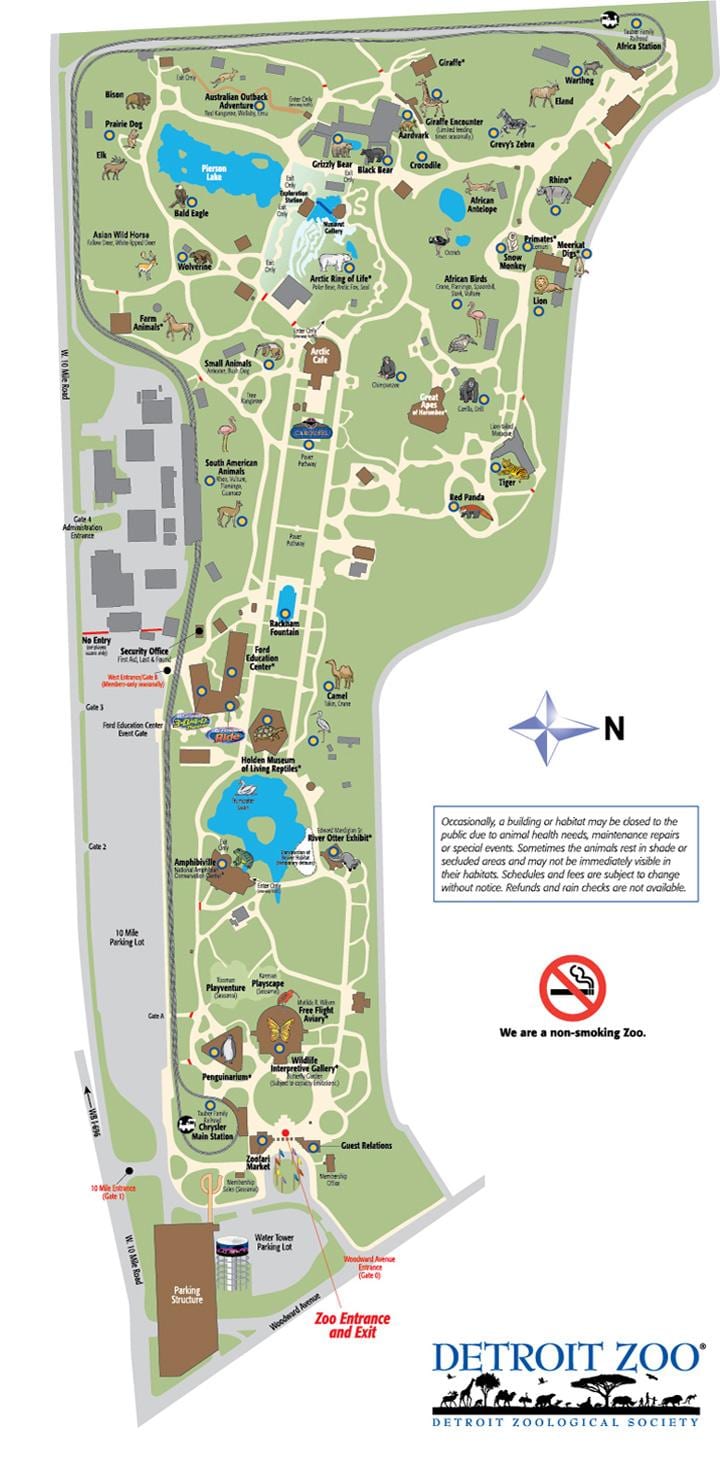 la carte de Detroit zoo