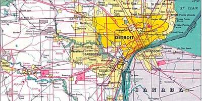 Carte de la banlieue de Detroit