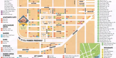 Carte de l'est du marché de Detroit