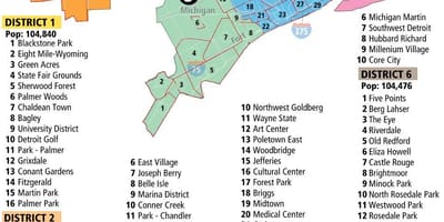 La carte de Detroit quartiers